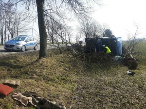 Zasnął za kierownicą i wjechał do rowu